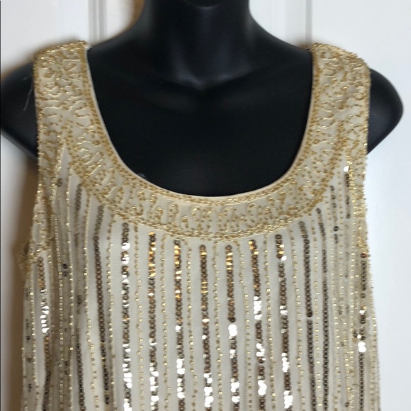 Gold sequin flapper sheath dress NWOT - Picture 2 of 3